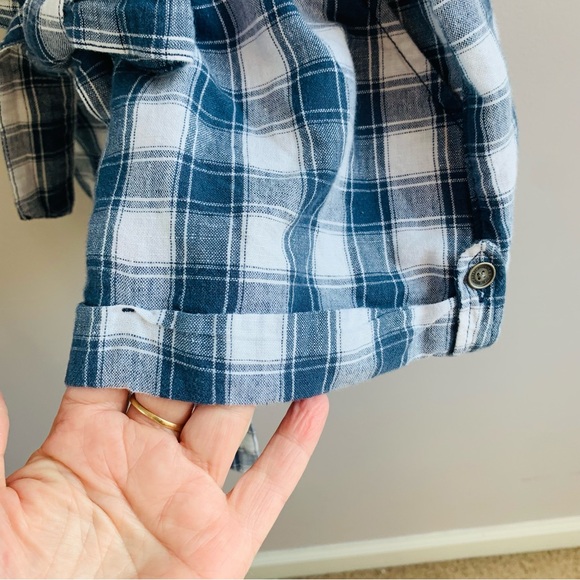 Abercrombie & Fitch Romper Navy Blue White Plaid Racer Back Fun Vaction Medium - Picture 7 of 10